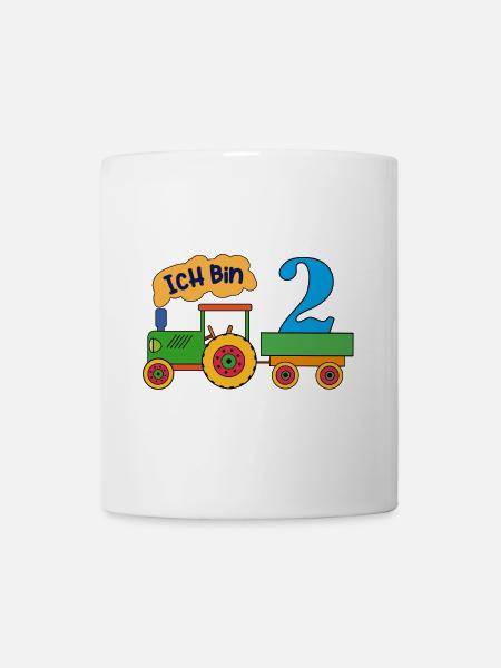 Ich bin 2 | zweiter Geburtstag | grüner Traktor - Tasse - Weiß