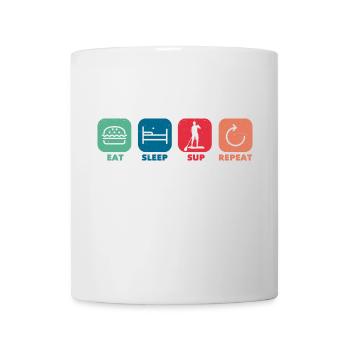 Eat. Sleep. SUP. Repeat - Stand Up Paddling iSUP - Tasse - Weiß - Vorne