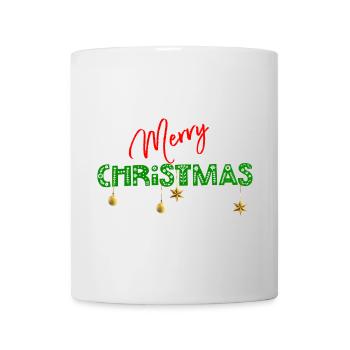 Joyeux Noël : Lettres vertes texturées - Mug blanc - blanc - Devant