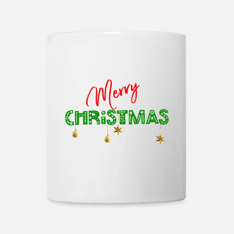 Joyeux Noël : Lettres vertes texturées - Mug blanc - blanc