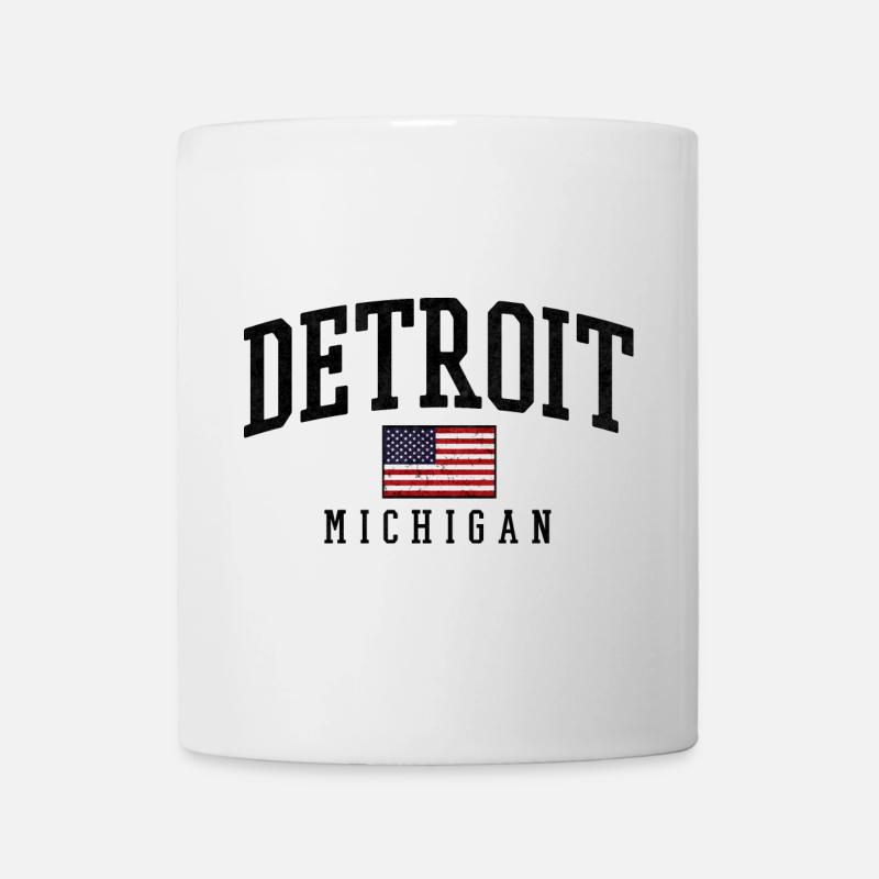 Drapeau vintage de Detroit, Michigan - Mug blanc - blanc