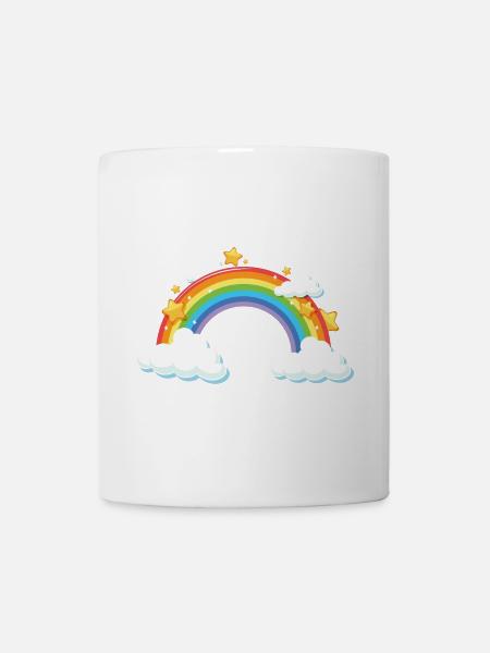 Arc arc-en-ciel avec nuages et étoiles - Mug blanc - blanc
