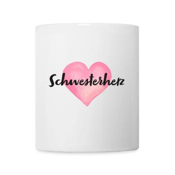 Schwesterherz Schwester Herz - Tasse - Weiß - Vorne