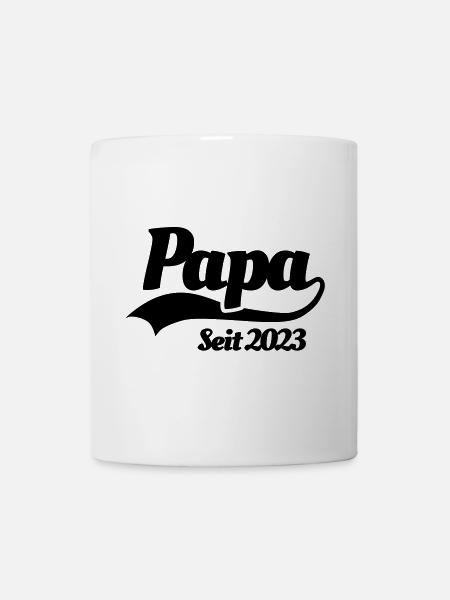 Papa seit 2023 Vater Lustige Geburtsanzeige Baby - Tasse - Weiß