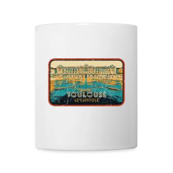Retro badge, Toulouse France is my hometown - Mug - white - Front