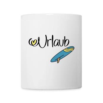 Urlaub mit Surfbrett - Tasse - Weiß - Vorne