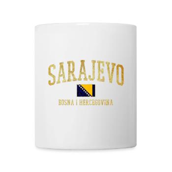 Sarajevo Goldschrift mit Bosnienfahne - Tasse - Weiß - Vorne