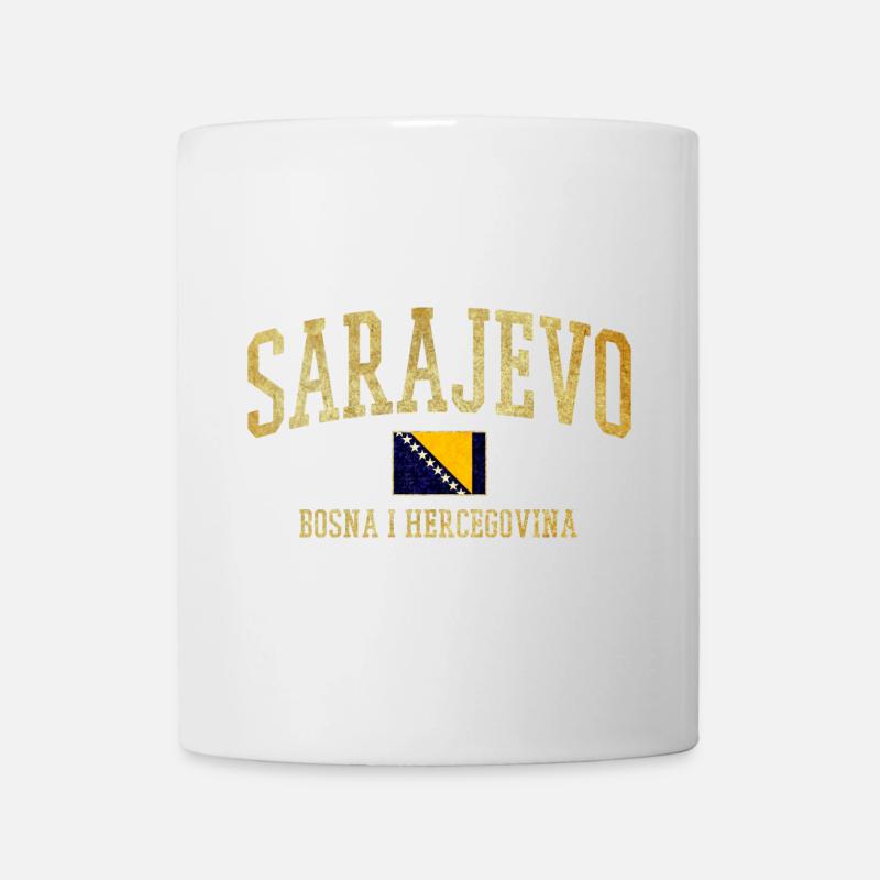Sarajevo Goldschrift mit Bosnienfahne - Tasse - Weiß