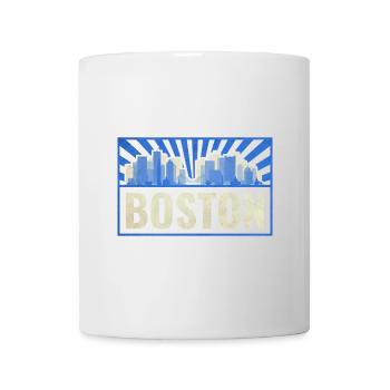 Boston Skyline Vintage Siebdruck - Tasse - Weiß - Vorne