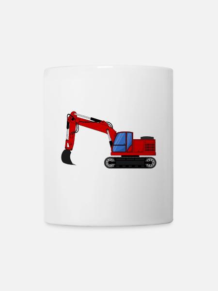 Bagger Baggerfahrzeuge rot - Tasse - Weiß