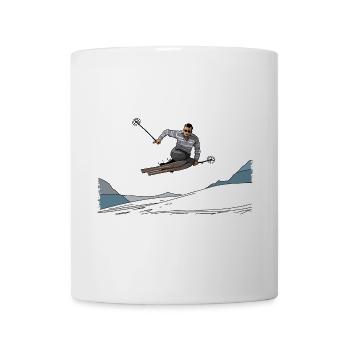 Skifahren, Pistenspaß - Tasse - Weiß - Vorne