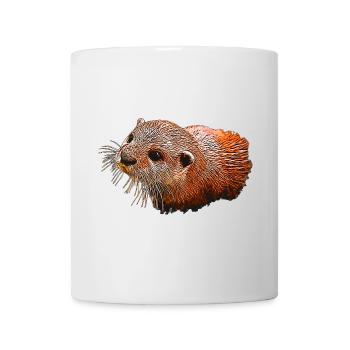 Tierliebhaber outfits, Fischotter Leinwandmuster - Tasse - Weiß - Vorne