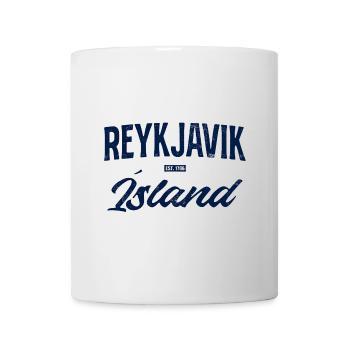 Reykjavik Blau Schriftzug - Tasse - Weiß - Vorne