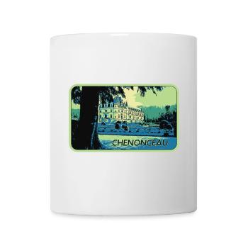 View of Château de Chenonceau: Loire Valley - Mug - white - Front