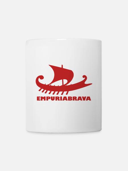 Schiff Empuriabrava/Schrift rot #C62626 - Tasse - Weiß
