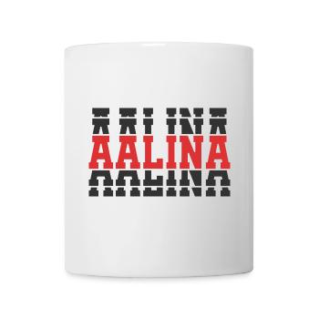 Aalina t-shirt t-shirt empilé texte idée cadeau - Mug blanc - blanc - Devant