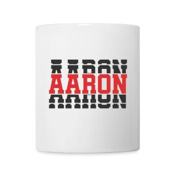 Aaron T-Shirt T-Shirt Geschenkidee gestapelter Text - Tasse - Weiß - Vorne