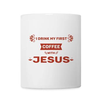 Kaffeetrinker mit Glauben Spruch - Tasse - Weiß - Vorne