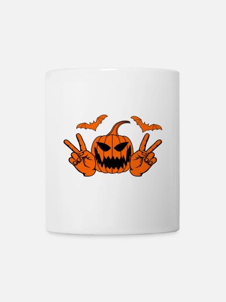 Helloween Frieden Victory Hand Symbol Fledermaus - Tasse - Weiß