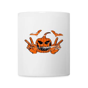 Helloween Frieden Victory Hand Symbol used - Tasse - Weiß - Vorne