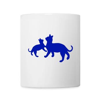 Fröhliche Katzen- und Hundesilhouetten - Tasse - Weiß - Vorne