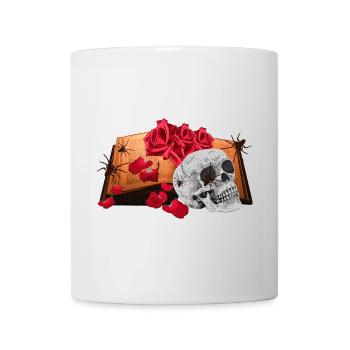 Bücher Design, Geschenkidee frau, Menschenschädel - Tasse - Weiß - Vorne