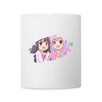 2 Kawaii Anime Cartoon Filles Rose - Mug blanc - blanc - Devant