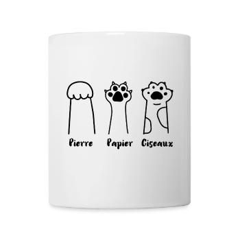 Jeu de Patte: Pierre, Papier, Ciseaux - Mug blanc - blanc - Devant