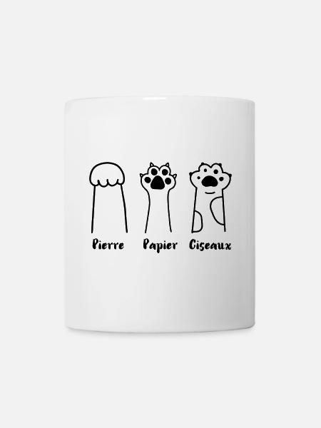 Jeu de Patte: Pierre, Papier, Ciseaux - Mug blanc - blanc