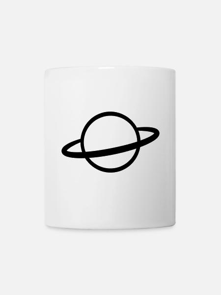 Planet with Ring Icon Outline - Mug - white