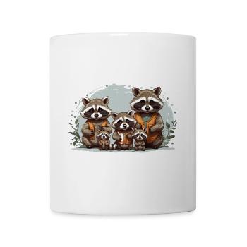 Liebenswerte Waschbärfamilie - Tasse - Weiß - Vorne