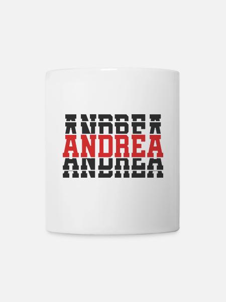 T-Shirt Andrea T-Shirt Geschenkidee gestapelter Text - Tasse - Weiß
