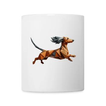 chien teckel qui court origami géométrique 3d - Mug blanc - blanc - Devant