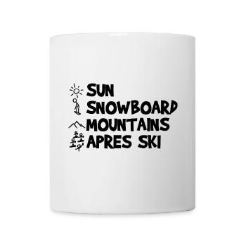 Sun, Snowboard, Mountains, Après-ski - Mug - white - Front