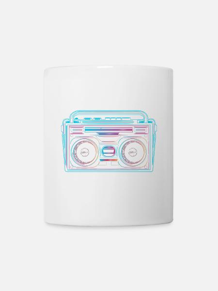 Kassetten Recorder im leuchtenden 80er Neon Look - Tasse - Weiß