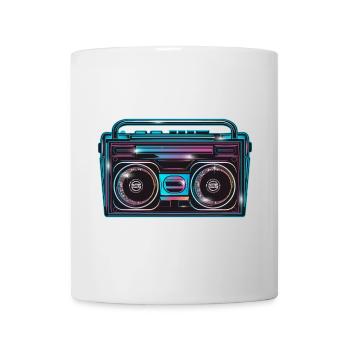 Kassetten Recorder im leuchtenden 80er Neon Look - Tasse - Weiß - Vorne
