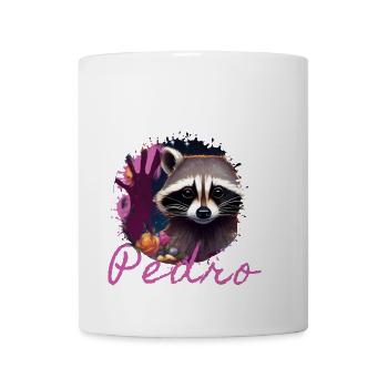 raccoon,graffiti,grey, watercolor,flowers,pedro - Mug - white - Front