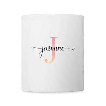 J | Monogram | Name | Jasmine |Watercolor - Mug - white - Front