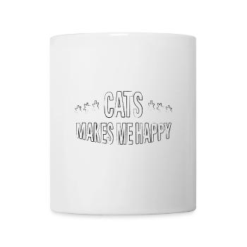 Cats make me happy - Tasse - Weiß - Vorne