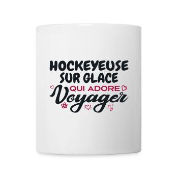 Hockeyeuse sur glace globe-trotteuse passionnée - Mug blanc - blanc - Devant