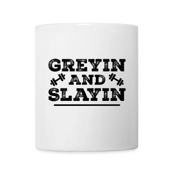Greyin And Slayin - Funny Workout Gym - Mug blanc - blanc - Devant
