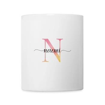 N | Monogramm | Name | Naemi |Watercolor - Tasse - Weiß - Vorne