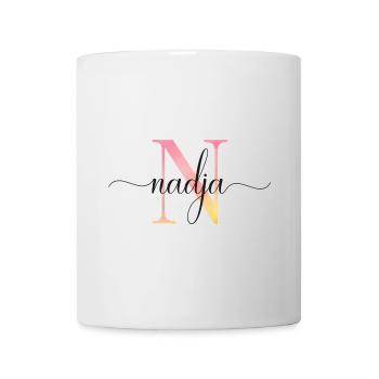 N | Monogramme | Nom | Nadja |Aquarelle - Mug blanc - blanc - Devant