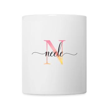 N | Monogramm | Name | Neele|Watercolor - Tasse - Weiß - Vorne