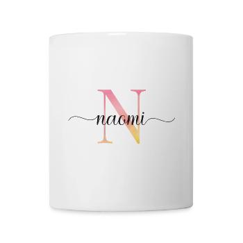 N | Monogramm | Name | Naomi |Watercolor - Tasse - Weiß - Vorne