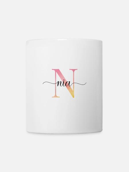 N | Monogram | Name | Nia |Watercolor - Mug - white