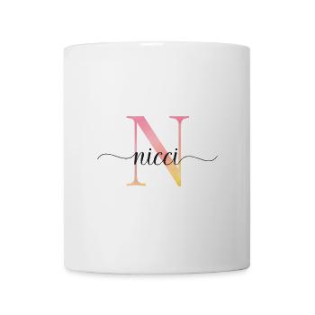 N | Monogramm | Name | Nicci |Watercolor - Tasse - Weiß - Vorne