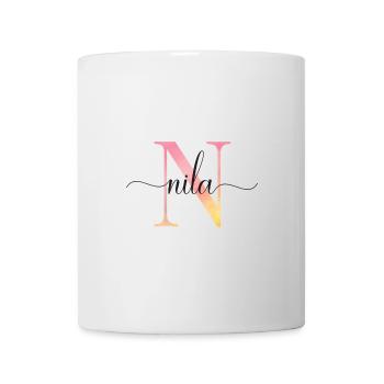 N | Monogramme | Nom | Nila |Aquarelle - Mug blanc - blanc - Devant