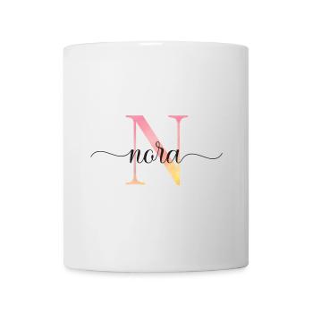 N | Monogram | Name | Nora |Watercolor - Mug - white - Front