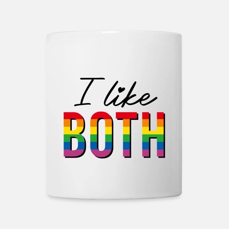 LGBTQIA+ I like both Regenbogen Flagge bisexual - Tasse - Weiß